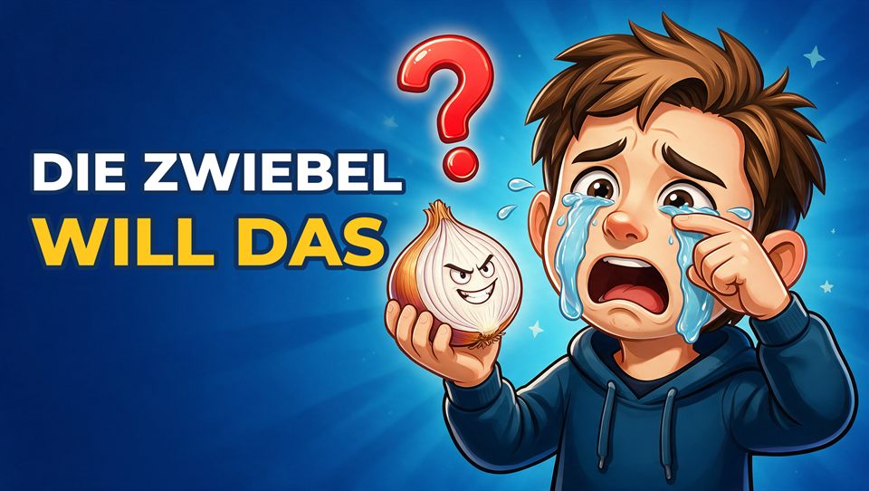 Thumbnail der Folge: Max weint neben einer grinsenden Zwiebel. Text: Die Zwiebel will das